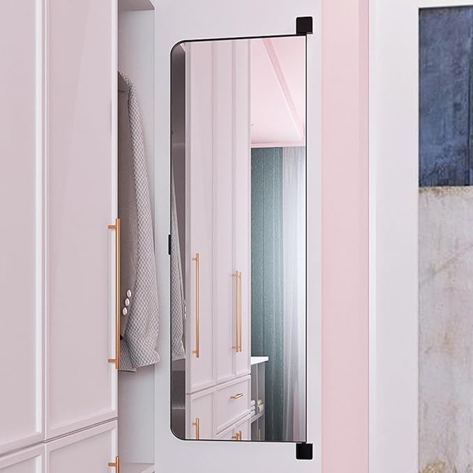 180° Swivel Full Length Mirror, 35" x 15.2" Wall Mounted Full Length, Hideaway Closet Mirror for Cloakroom, Bedroom, Door