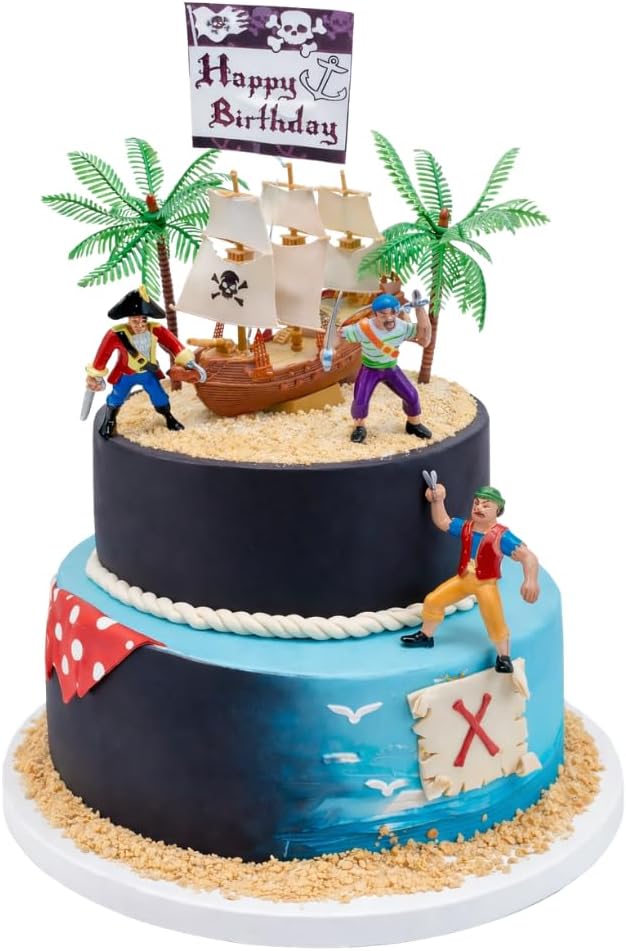 Cakesupplyshop Pirate Ship Pirate Revenge Happy Birthday Sign Mini Cake Decoration Cake Topper
