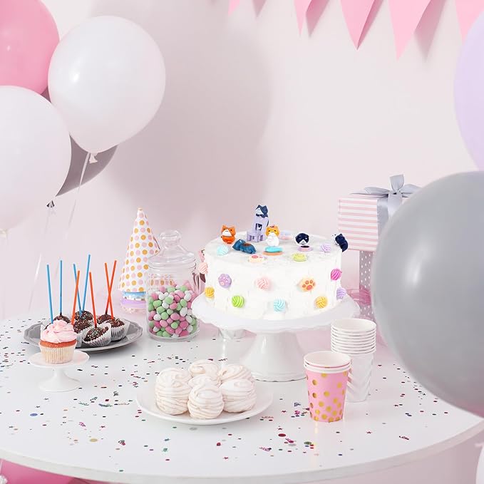26 Pcs Cat Cake Topper Cute Figurines Happy Birthday Paw Cake Toppers Party Decoration Mini Set for Birthday Party Garden Home Shower Supplies(Vivid Cat)