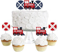 Big Dot of Happiness Railroad Party Crossing - Dessert Cupcake Toppers - Steam Train Birthday Party or Baby Shower Clear Treat Picks - Set of 24