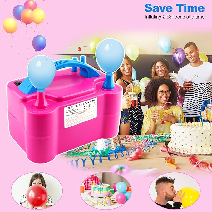Balloon Pump 600W 110V Electric Balloon Pump Portable Electric Inflator Balloon Air Pump-2 Tying Tools Balloon Blower for Party Decoration