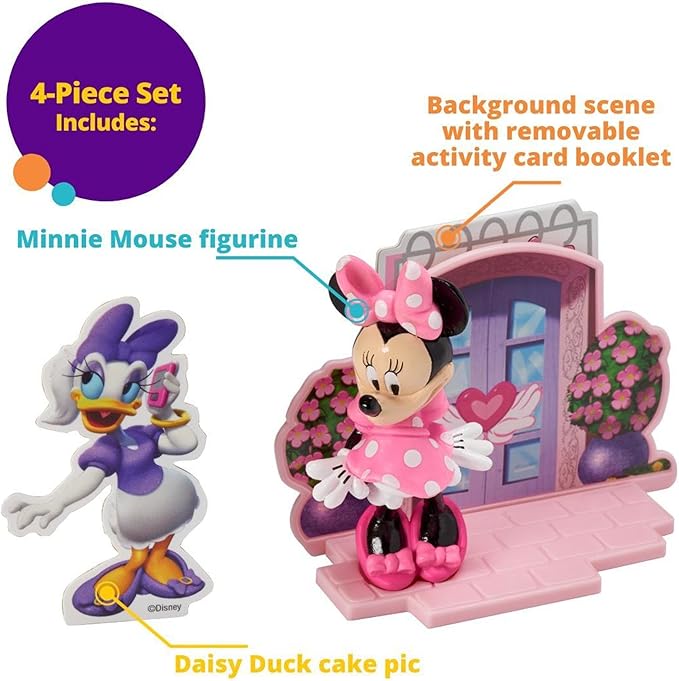 DecoSet® Disney Minnie Mouse Happy Helpers Cake Topper, 4-Piece Cake Decoration Set with Minnie Mouse And Daisy Duck