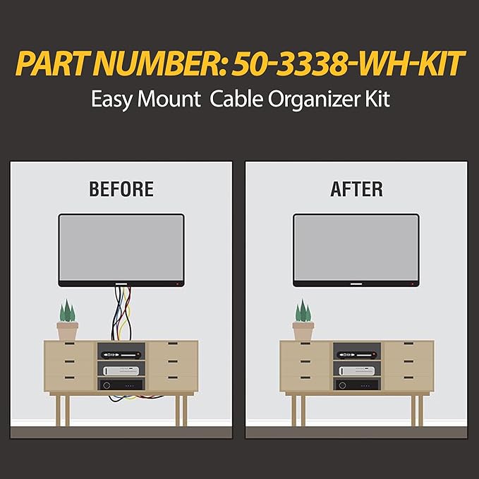 DataComm Electronics Easy-Mount TV Media Organizer Kit, In-Wall Cable Management for Low-Voltage Cables, DIY-Friendly Cord Hider for Wall-Mounted TV