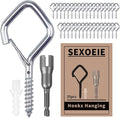 35PCS Eye Screw Hooks for Hanging Heavy Duty with Safety Buckle.Metal Ceiling Hooks for Hanging Plants,Cup,Wind Chime,Bird Feeders,String Lights at Indoor&Outdoor,2.36 Inches Silver
