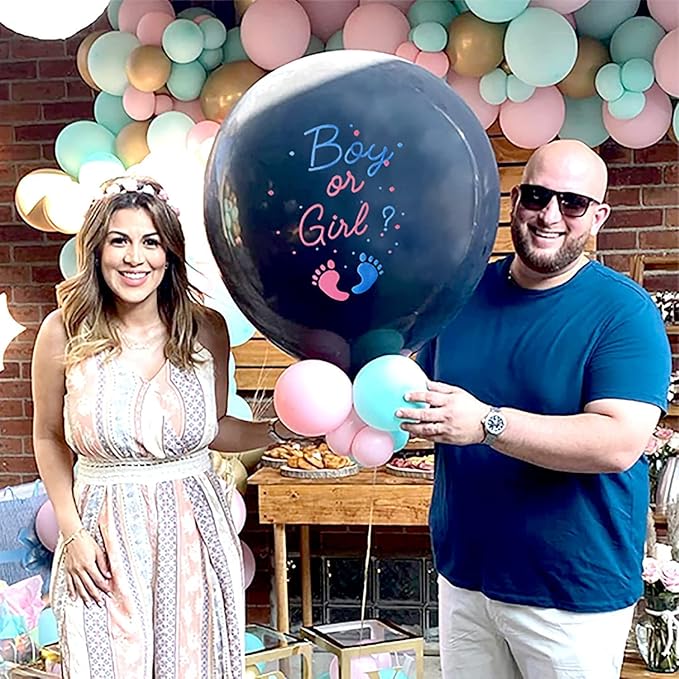 Gender Reveal Balloon - Boy or Girl 36 Inch Baby Balloons With Pink Blue Heart Shape Confetti, Baby Shower Party Supplies Decoration (2pcs)
