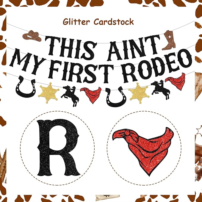 Sursurprise Western 2nd Birthday Party Decorations, This Ain't My First Rodeo Banner Cake Topper Garland, Cowboy Cowgirl Mexican Two Birthday Party Supplies