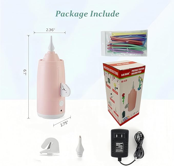 Electric Magic Balloon Pump, Electric Air Inflator Party Air Blower Pump with 1 Nozzle 1 Balloon Cutter and 10 Pcs Long Balloons,Great for Twisty Curly Balloon, Foil Balloons
