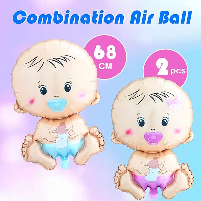 2 Pcs Gender Reveal Balloons Set (Boy & Girl) - 17.7" x 26.8" Foil Balloon for Gender Reveal Party Decorations, Baby Showers, and Photography, Pregnancy Announcement