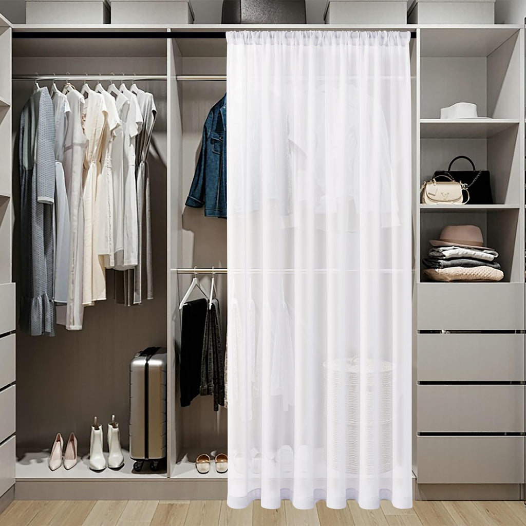 Sheer Door Curtains Closet Linen Textured Curtain Sheers Doorway Light Filtering Voile French Doors Rod Pocket Curtains Patio Glass Door