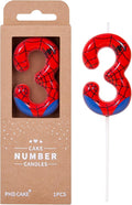 PHD CAKE 2.76 Inch Number 3 Spider Birthday Candles, Spider Cartoon Themed Number Candles, Cake Number Candles, Party Celebration