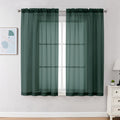 Hunter Green Sheer Curtains 54 Inch Long 2 Panels Set