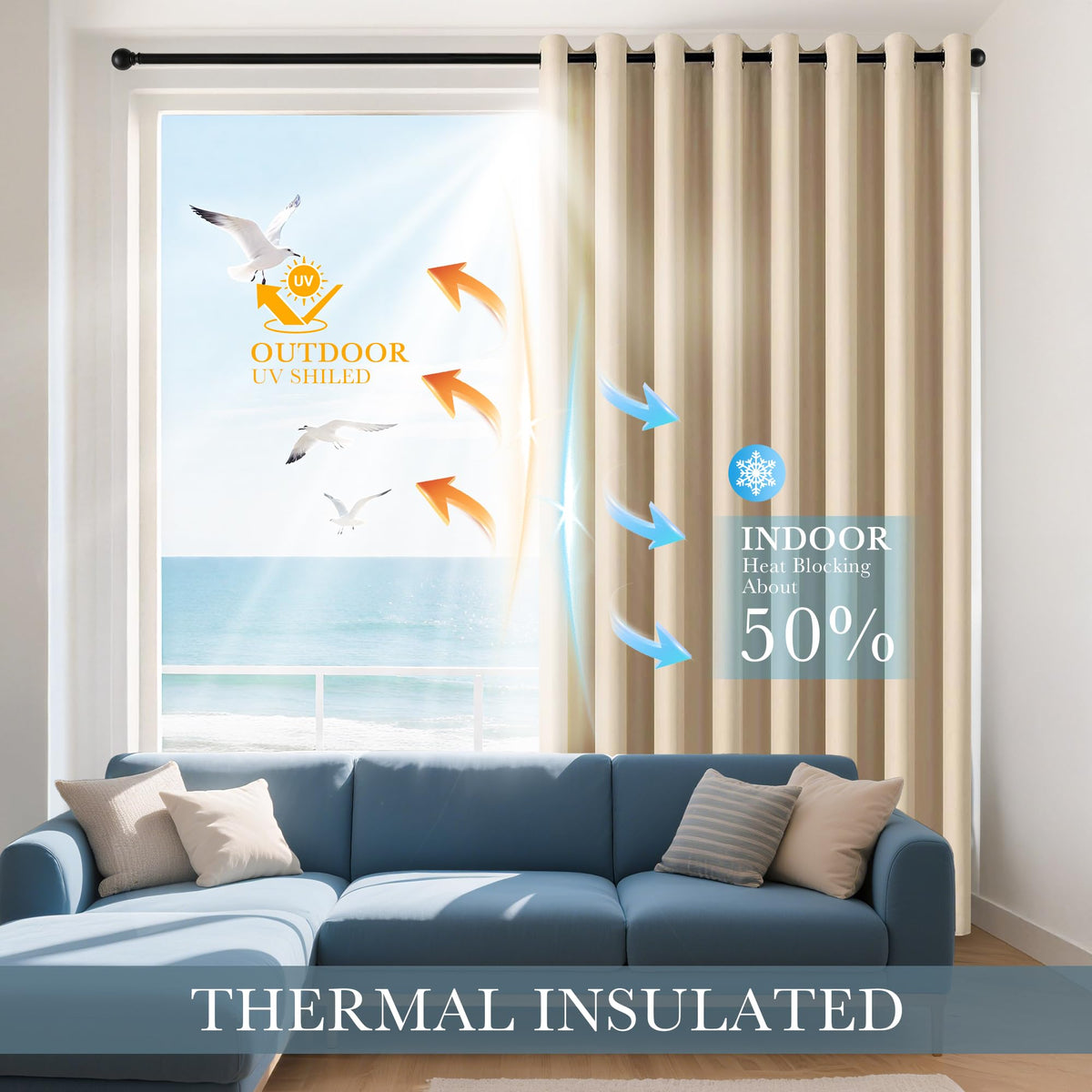 Blackout Curtains for Bedroom 72 Inch Length 2 Panels Set (2 Count)