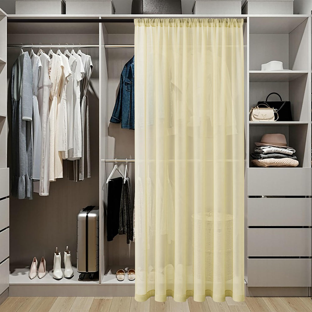 Short Sheer Door Curtain Closet Linen Textured Curtain Sheers Doorway Light Filtering Voile Patio Glass Doors Rod Pocket Curtains French Door