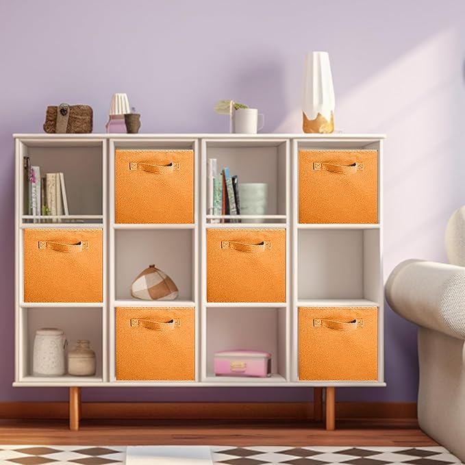 ShellKingdom Foldable Fabric Storage Cubes and Cloth Organizer Drawer for Closet and Toys, 6 Pack (Orange)