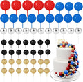 60Pcs Glitter Cake Balls Decorations Foam Cake Topper Balls Mini Balloon Cupcake Toppers for Cake Decorating Birthday Baby Shower Party (Glitter Red Blue Series)