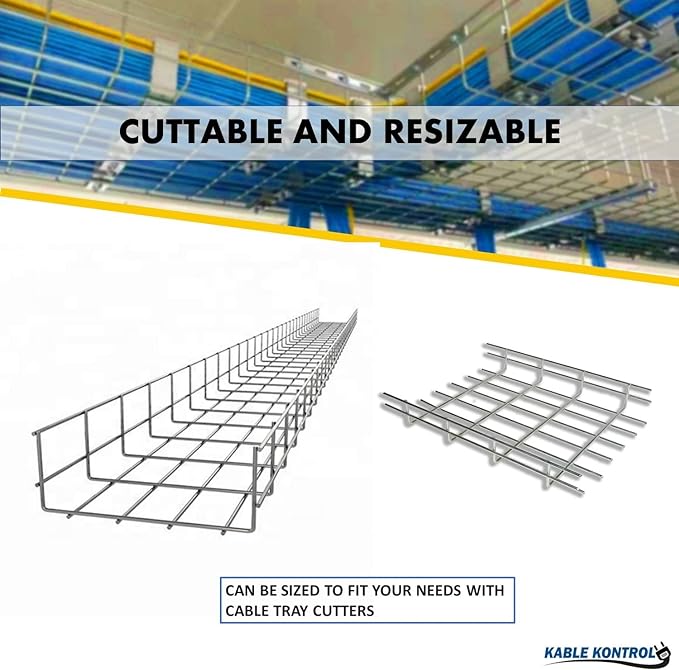 Kable Kontrol 2" Side Floor Bracket – Wire Mesh Cable Tray Support - Wire Mesh Tray Cable Management Rack Cable Basket, Zinc Plated Steel NEC Approved for Network, Fiber Optic, Cabling Accessory