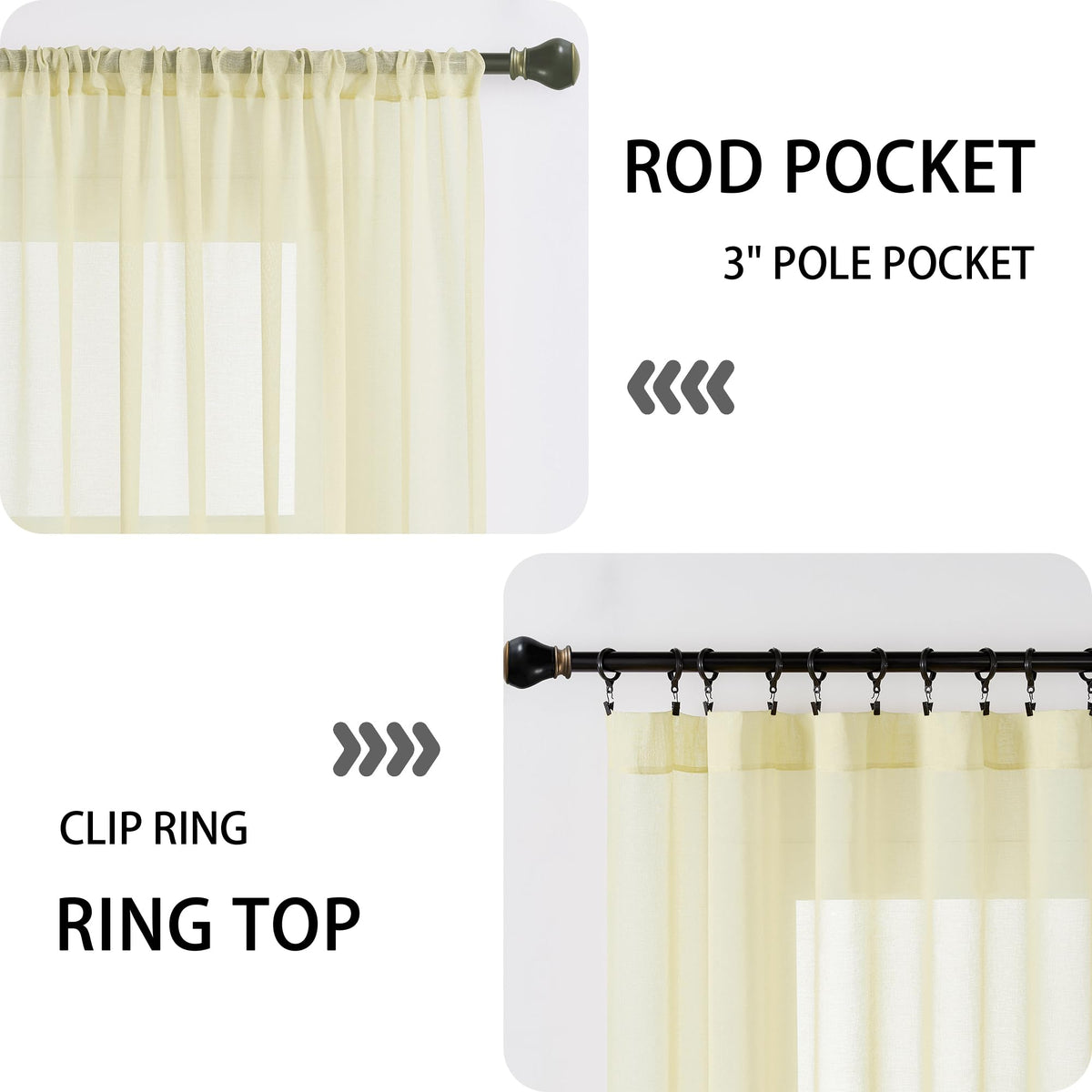 Short Sheer Door Curtains Closet Linen Textured Curtains Sheer Doorway Light Filtering Voile Patio Glass Door Rod Pocket Curtain French Doors