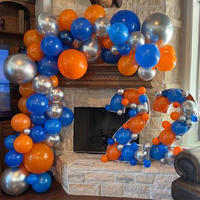 HILAVO Blue and Orange Balloons, 60PCS 12 Inch Royal Light Blue and Orange Beige Balloon Confetti Balloons for Kids Space Theme Party Baby Shower Birthday Graduation Party Decoration