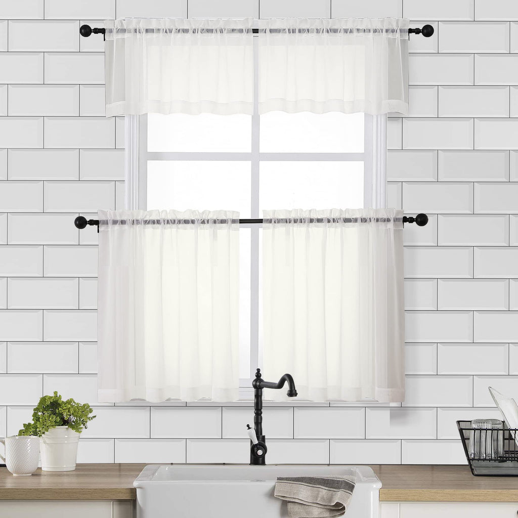 Sheer Curtains Tiers 2 Pieces Set