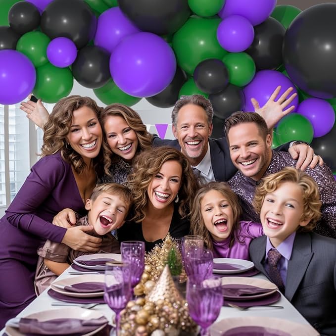 Purple Green Black Balloon Garland Arch Kit - Purple Black Balloon Green Black Balloons Video Game Balloons for Truck Car Hero Video Game Miner Birthday Graduation Party Decorations