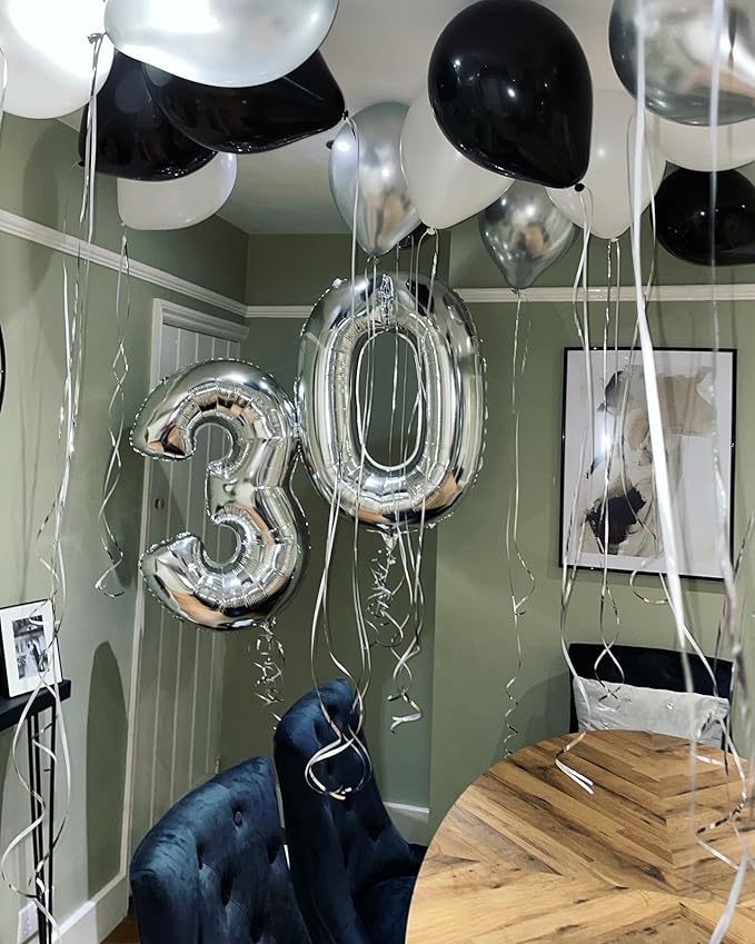 Black and White Balloons, 50pcs 12 inch Black and White Confetti Balloons for Graduation Theme Party Supplies Wedding Birthday Graduation Party Decorations