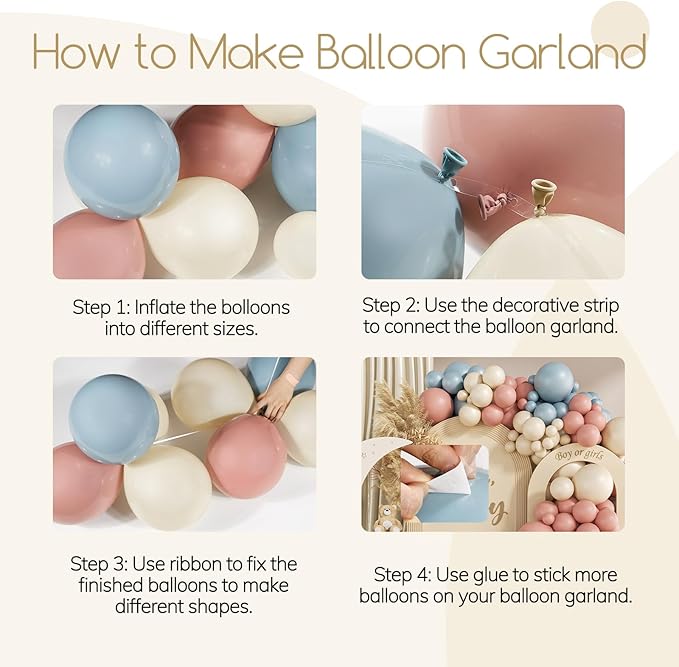 Gender Reveal Balloon Garland Arch Kit, 130pcs Dusty Pink and Blue Balloons Arch for Boho Neutral Theme Baby Shower Birthday Gender Reveal Decoration