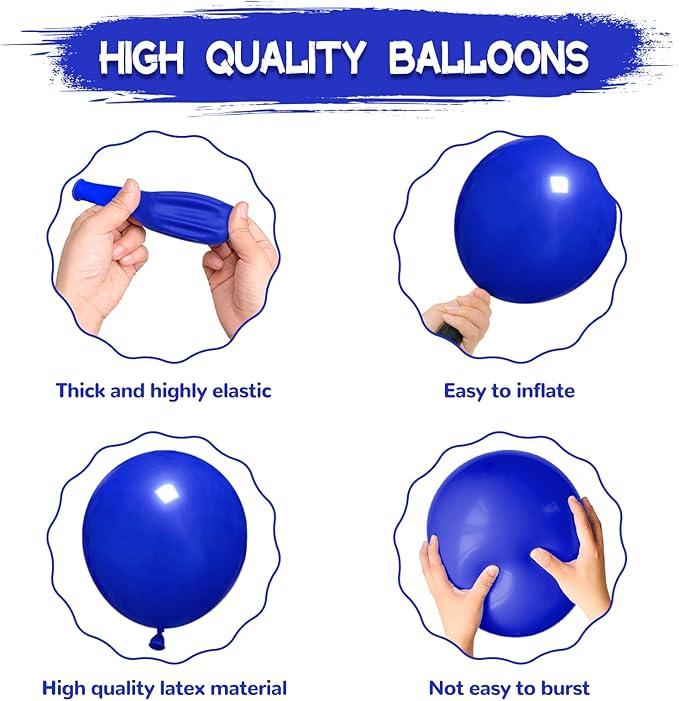 134Pcs Blue Balloons Different Sizes 5 10 12 18 Inch Blue Balloon Garland Arch Kit, Latex Balloons for Birthday Wedding Baby Shower Party Decorations.