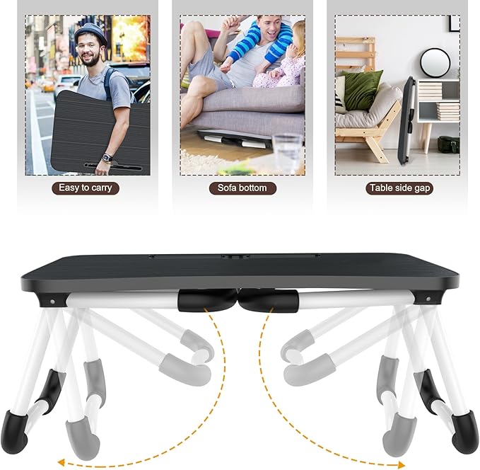 Zapuno Laptop Bed Desk, Foldable Laptop Tray Table with Tablet Slot, Lapdesk Laptop Stand for Bed Portable Standing Table for Bed Couch Floor