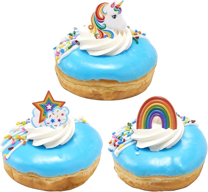 DecoPac Rainbow Unicorn Rings, Cupcake Decorations, Magical Food Safe Cake Toppers, Multi-Coloured – 24 Pack