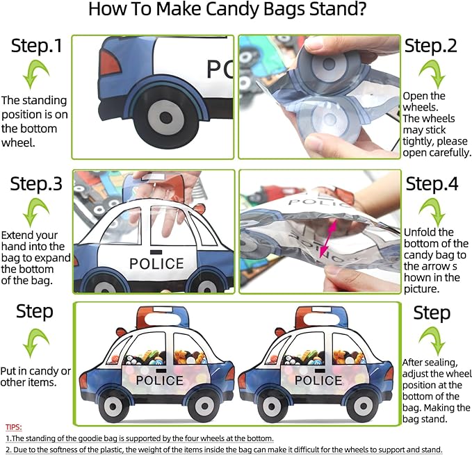 30 Pack Goodie Gift Bags Cartoon Excavator Car Candy Treat Bag Small Plastic Ziplock Seal Bags with Handle Resealable Packaging For Food Storage Birthday Baby Shower Party Favor(Excavator)
