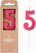 PHD CAKE 2.76 Inch Modern Red 5 Number Birthday Candles, Red Number Candles, Cake Number Candles, Party Celebration