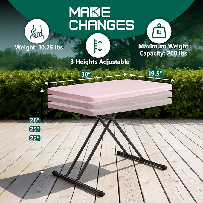 Folding Table 30 Inch - 2Pack,Small Desk Adjustable Height TV Tray for Laptop, Couch, Camping - Heavy Duty Utility Foldable Table for Small Spaces, No Assembly Required, Pink Granite