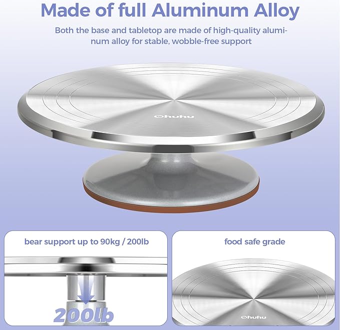 Ohuhu Cake Stand, Aluminium 12''Cake Turntable Decorating Bakery Supplies - BPA-Free Frosting Spinner Rotating Revolving Lazy Susan Perfect Mothers Day Gifts