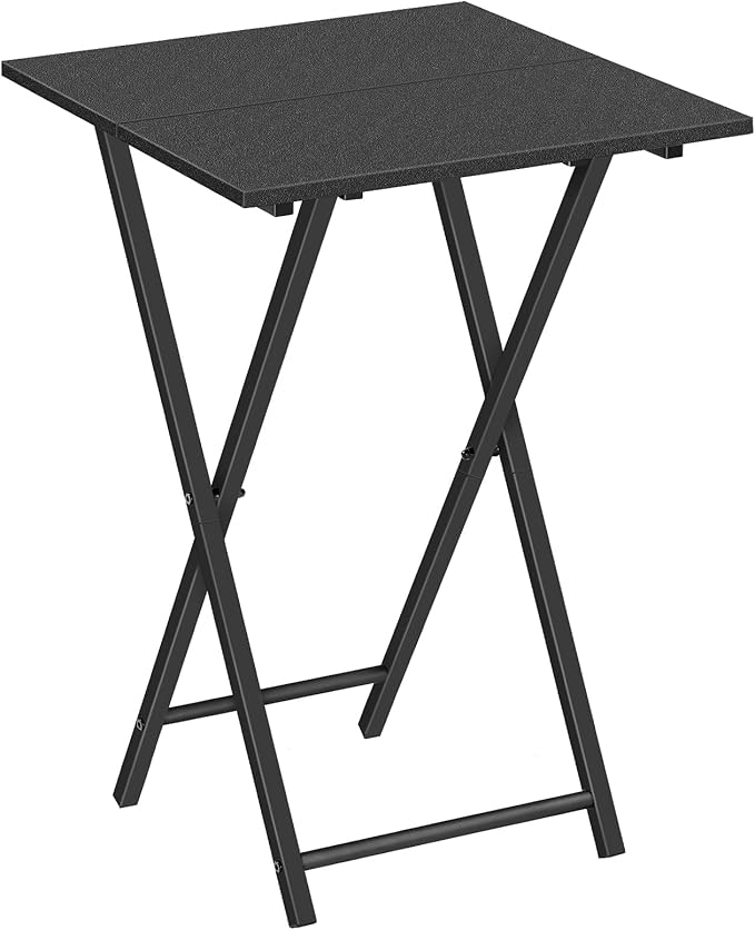 HOOBRO Folding TV Tray Table, Wooden TV Tray, Portable Sofa Side Table, Industrial Snack Table End Table for Small Spaces, Space-Saving, Easy to Install and Fold, Black BB27BZ01