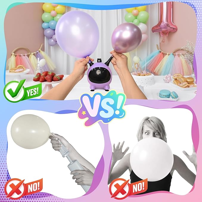 Balloon Pump Electric, Portable Balloons Inflator Air Pump Dual Nozzle, 110V Small Electric Balloons Blower Machine Corded, 600W for Latex Foil Balloon Arch Garland Party Decorations Supplies