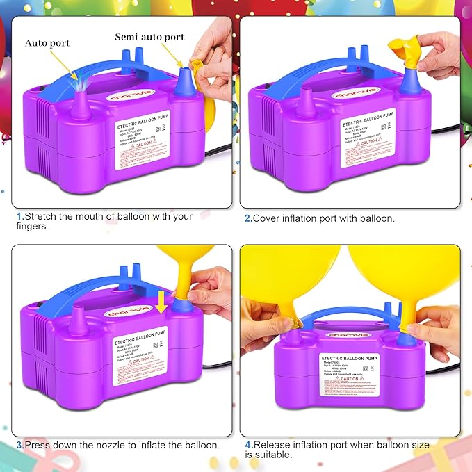 Chamvis Balloon Pump Electric, 110V 600W Balloon Pump Inflate, Air Pump for Balloons: Balloon Blower Machine for Fast and Easy Filling Balloons