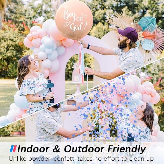 36Inch Gender Reveal Balloon, Gender Reveal Ideas Neutral Boy or Girl Balloons with Pink Blue Confetti for Revelacion de Sexo de Bebe