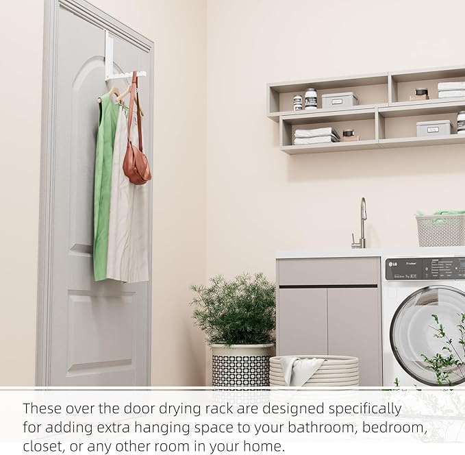 Over The Door Hooks 4 Pack,Over The Door Hanger Hook,Folding Over The Door Drying Rack for Laundry,Coat Rack,Compact Small Space Foldable Portable