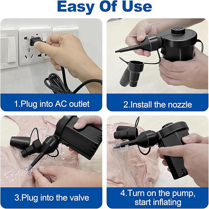 Air Pump Electric for Pool Inflatables: MAXEVER Portable Inflator Deflator for Outdoor Camping - 110V~120V