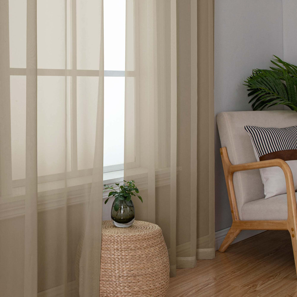 Taupe Sheer Curtains 84 Inches Long for Living Room (2 Count)