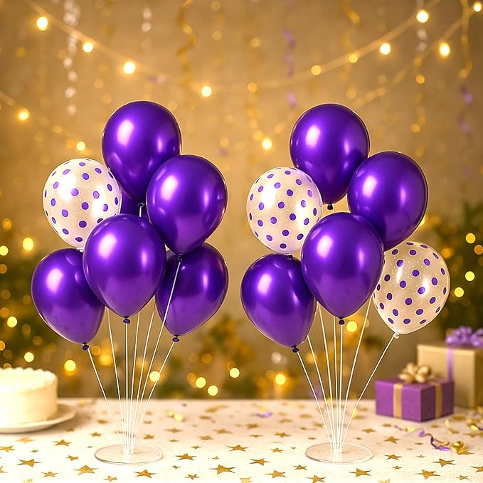6pcs Balloon Stands Kit Table Centerpiece Table Decorations for Anniversary Birthday Wedding Graduation Retirement Party Decorations (Purple)