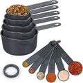 Accmor Measuring Cups & Spoons Set, Plastic Stackable Cups and Spoons, 11 Pcs Different Capacities Tablespoons Kitchen Gadgets Measuring Cup Set, Nesting Measure Sets for Dry Liquid Ingredients (Grey)
