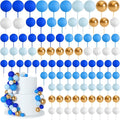 138 Pcs Balls Cake Topper Decorations Balloon Cupcake Toppers Foam Multisize Cake Topper Balls for Birthday Party Wedding Anniversary(Blue,White,Gold)