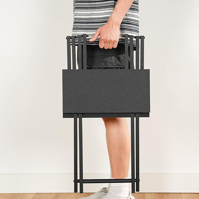 HOOBRO Folding TV Tray Table, Wooden TV Tray, Portable Sofa Side Table, Industrial Snack Table End Table for Small Spaces, Space-Saving, Easy to Install and Fold, Black BB27BZ01