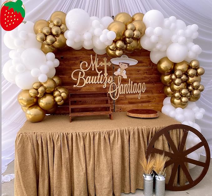 White Balloon Garland Arch Kit - 110 Pcs Matte Latex Balloons in 5/10/12/18 Inch Sizes for Baby Showers, Birthdays, Weddings, Christmas & Parties