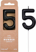 PHD CAKE 2.76 inch Classical Black 5 Number Birthday Candles, Black Number Candles, Cake Number Candles, Party Celebration