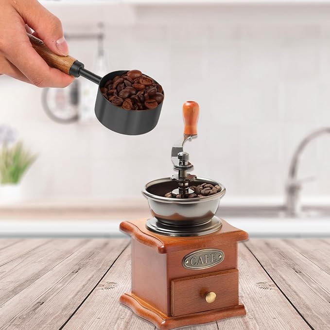 Measuring Cups and Spoons Set with Fragrant Wood Handles, 8 Piece Measuring Spoons and Measuring Cups Set,Precision Measuring Cup Set for the Kitchen Enthusiast(Black)