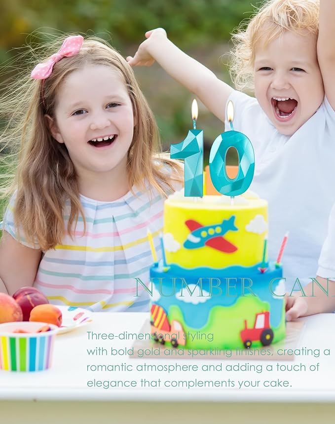 Number 19 Candles,19th Birthday Candles,Teal Blue Happy Birthday Candle for Cake,3D Design Cake Topper Decorations for Girl Women Pet Birthday Party Wedding Anniversary Celebration Supplies