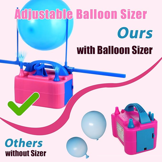 Balloon Pump Electric, Electric Air Pump Replace Manual Balloon Hand Pump, US Standard Plug Balloon Inflator Pump Electric with Dual Nozzles for Balloon Arch, Balloon Stand, Party Decorations
