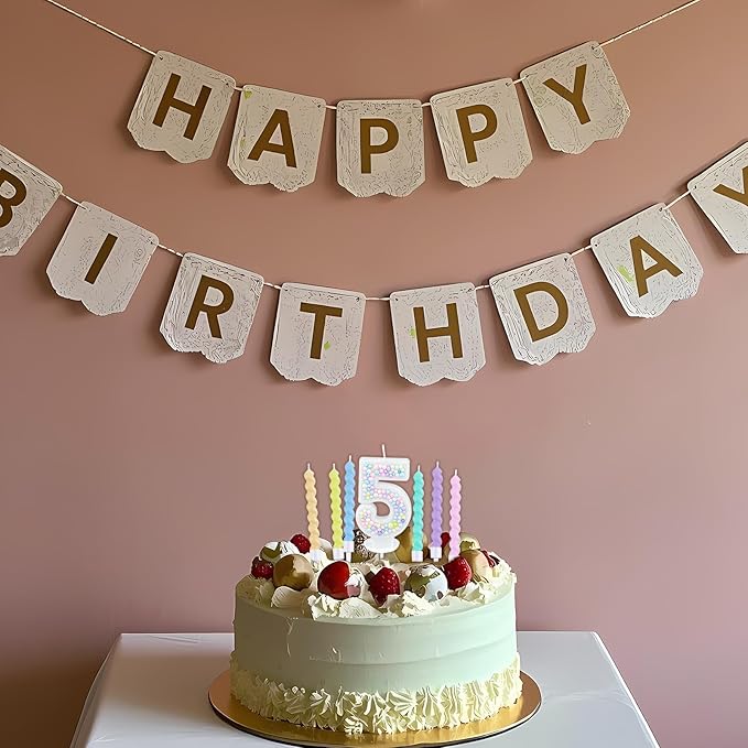 Number Birthday Candle with 12PCS Spiral Candles and A Birthday Card - Perfect for Celebrating Birthdays (Macaron Glitter, Number 5)
